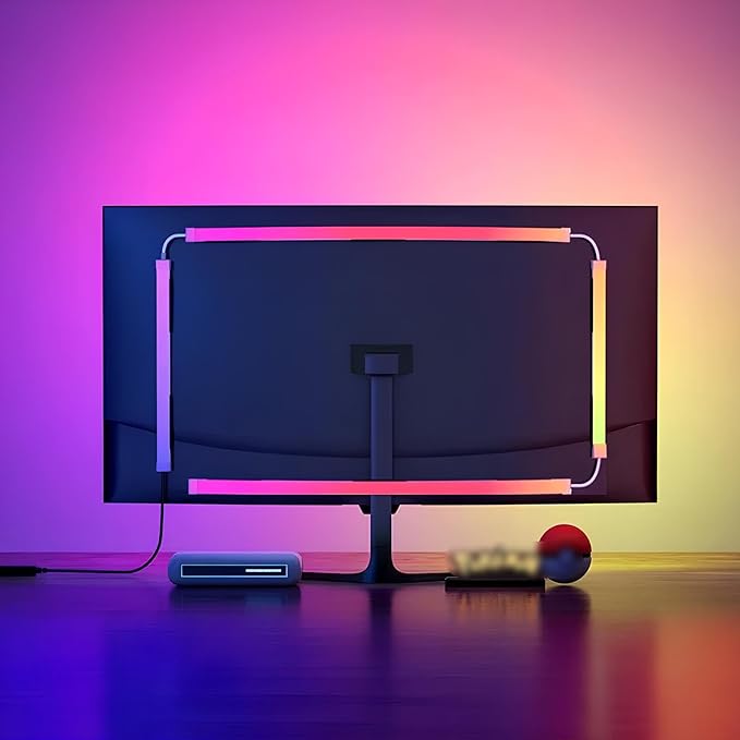 Monitor LED Backlights for PC &amp Mac LED Strip Light Sync with Screen Color/Music Computer Light Bar Behind Screen LEDs for Desk Gaming USB Port Software Control G100 (4-Side 27inch)