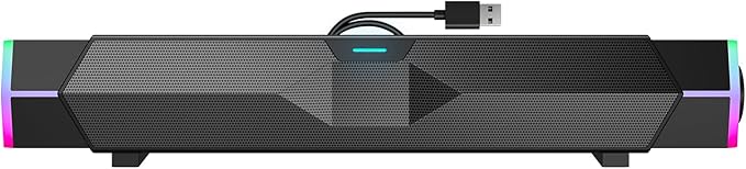 V18 Bluetooth &amp USB Smart Compability Computer Speakers for PC Desktop Monitor Gaming PC Sound Bar Superb Stereo Sound with LED Lighting - Combine/Separate to Customize Your Desk