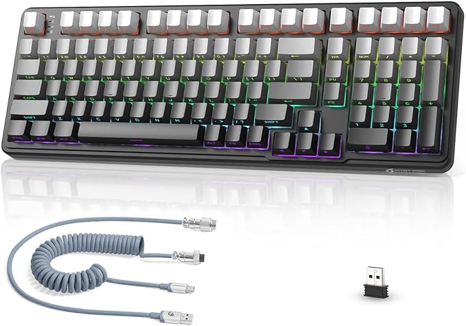 ATTACK SHARK X98 Wireless Mechanical Keyboard with NumpadGasket Mount Hot-Swap Pre-lubed Linear SwitchBT 5.0/2.4G/WiredRGB Backlit Computer Gaming Keyboards for PC/Tablet/PS5/Xbox-Moonlight