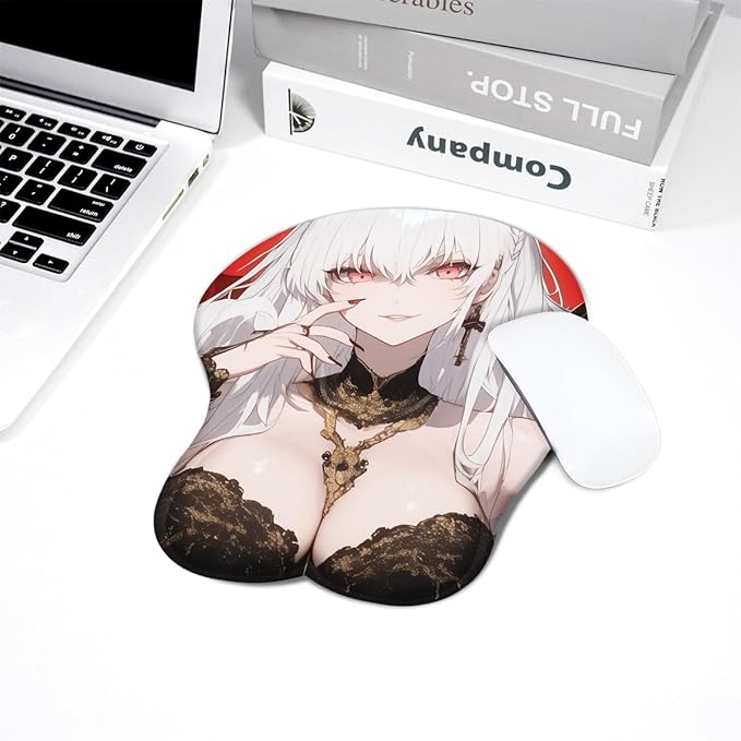 3D Mouse Pad Oppai Mouse and Keyboard with Soft Gel Wrist Rest Anime Manga Gaming Boob pad Anti-Slip Mouse Mat (Demon Queen)