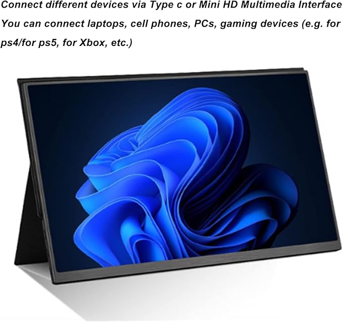 Dpofirs 15.6in 1920x1080 Full HD Computer Display Portable Travel Monitor USB C Gaming Monitor with HDMI 3.5mm Audio Type C Interface