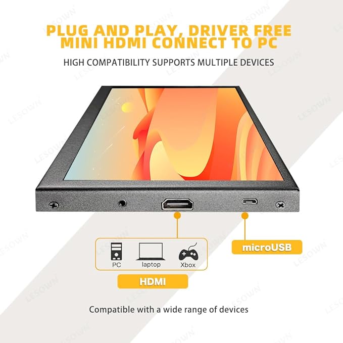 7 inch Mini Monitor HDMI LCD Display PC Case Secondary Screen 1024x600 IPS Small Portable Monitor with Speakers PC Temperature Display for Laptop Windows