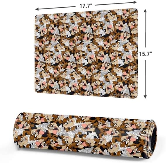 Skinit Medium Gaming Mouse Pad - Officially Licensed Taz Super Sized Pattern Design with Stitched Edges Waterproof Non-Slip Rubber Base Desk Mat for Keyboard &amp Mouse 17.7 x 15.75 inches
