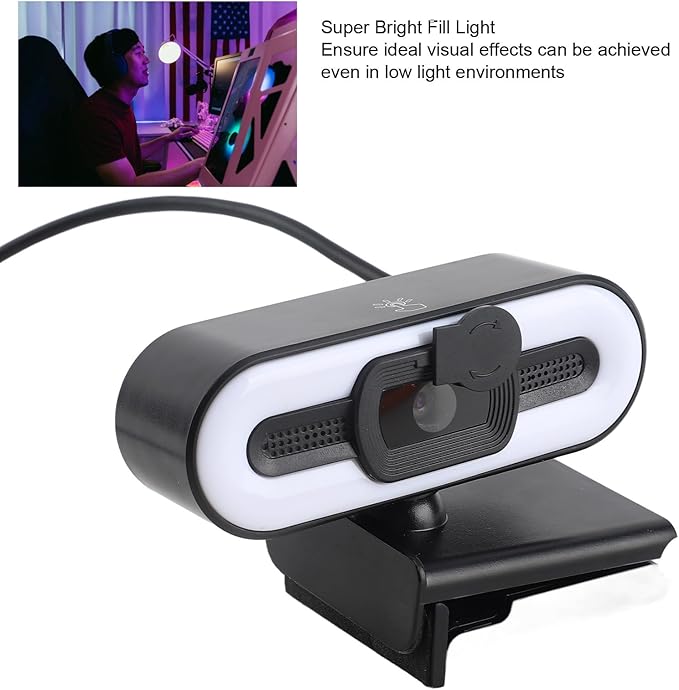 4K Webcam USB Webcam Built in Microphone Bright Fill Light Auto Beauty for Laptop Desktop Computer Streaming Camera for Video Calling