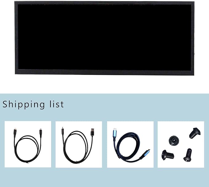 VSDISPLAY 12.3 Inch Touchscreen Monitor 1920x720 IPS Stretched Bar LCD with Dual Speakers for PC Computer Laptop Secondary Display Monitoring