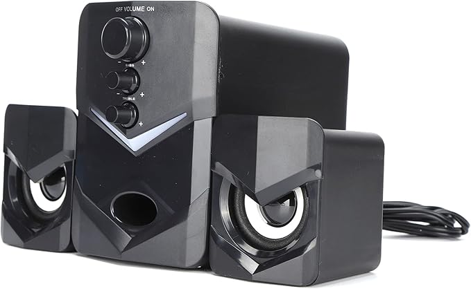 Multimedia Desktop Wired Subwoofer Speaker for Home Computer - Wide Compatibility Bass Enjoyment 2.1 Stereo Knob Adjustment