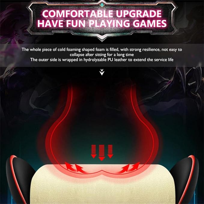 RGB LED Gaming Chair with Bluetooth Speakers Ergonomic Video Game Chair with Footrest Office Chair Reclining Computer Chair PU Leather Chair with Adjustable Backrest and Armrest