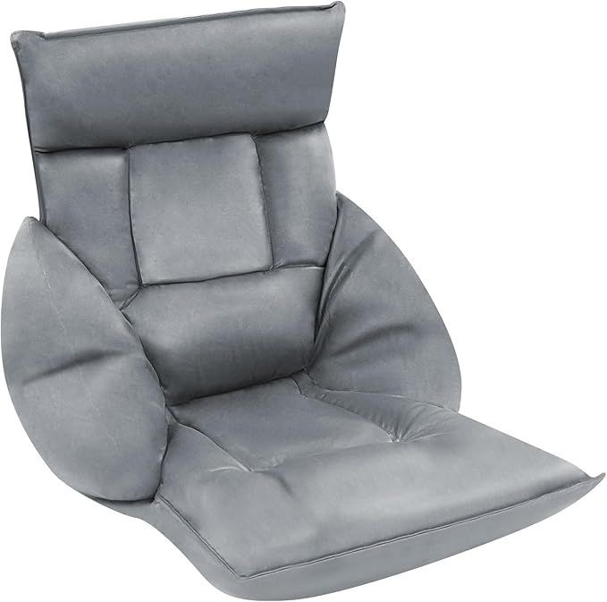 Folding Sofa Chair 5 Adjustable Position Lazy Sofa Floor Chair with Armrests Backrest Headrest Waist Pillow Couch Recliner for Meditation Reading Gaming