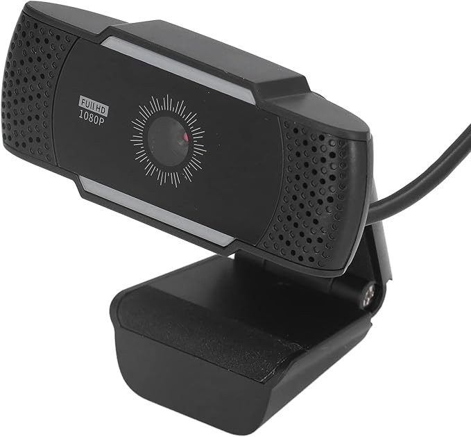 Computer Camera with Microphone Full HD 1080P USB Stereo Webcam Rotatable Clip Automatic Noise Reduction - Clear Imaging Easy Installation Ideal for Office and Video Calls