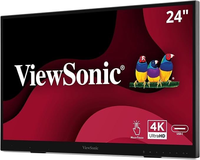 ViewSonic ID2456-4K 24 Inch 4K UHD Touch Display Tablet with PCAP 10 Point Touch Active Stylus Built-in Kickstand USB Hub HDMI DisplayPort and USB C Inputs