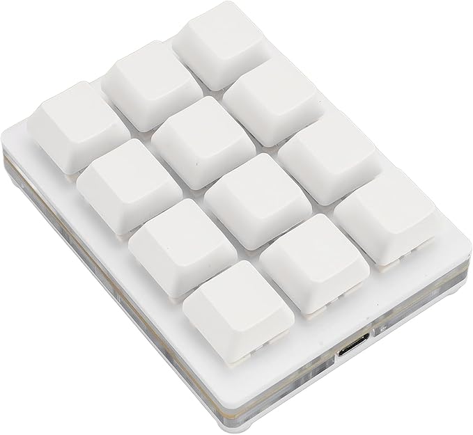 Sorandy 12 Key Mechanical Gaming Keyboard One Handed Programmable Mechanical Keyboard RGB Multifunctional Mechanical Gaming Keypad Mini USB Wired RGB Red Switch (White) Sorandypg56tazskn-11