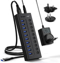 Lemorele 10-Port 24W USB3.0 Powered USB Hub with Individual LED On/Off Switches USB Splitter Support 5Gbps Data Transfer &amp 5V 0.9A Charge for Phone Power Bank TWS etc.