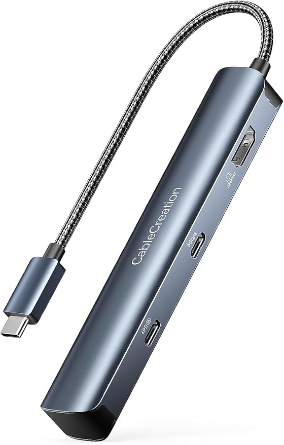 CableCreation 7-in-1 USB-C Hub with 4K 60Hz HDMI 100W PD 2 USB 3.0 5Gbps Data Ports SD/TF Card Slots for Steam Deck MacBook Pro/Air iPad Pro Pixelbook XPS