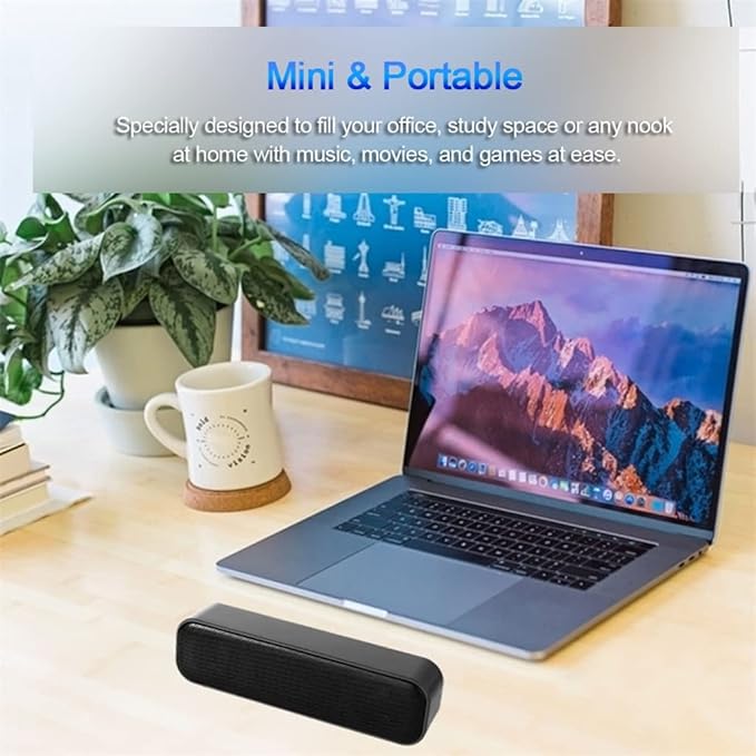 USB Computer Speakers 3Wx2 Subwoofers Soundbar Desktop Speaker USB Powered Mini Wired Soundbar for TV Desktop Computer