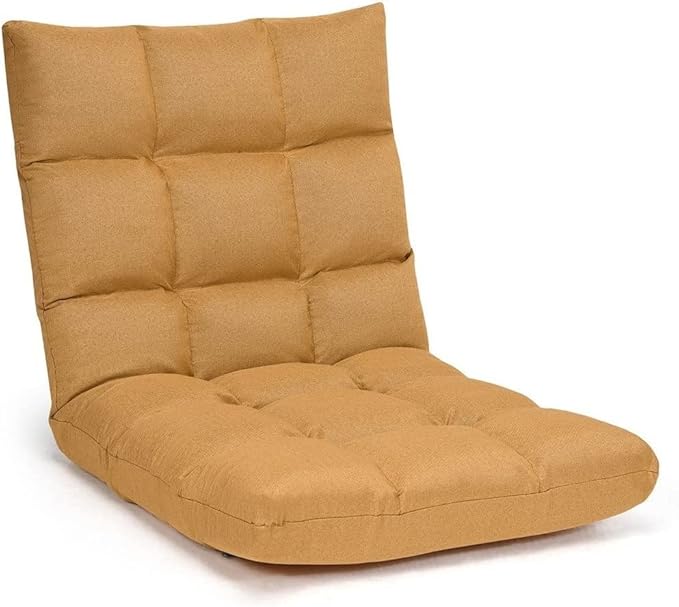 Adjustable 14-Position Floor Chair Folding Lazy Gaming Sofa Lounge Chair Floor Chair (Color : Brown)