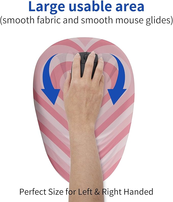 Mouse pad Ergonomic Mouse Pad with Memory Foam Wrist Rest Support and Lycra ClothStepped-Wedge Design Gamepad Mat Rubber Base for Laptop Computer（Pink Heart）