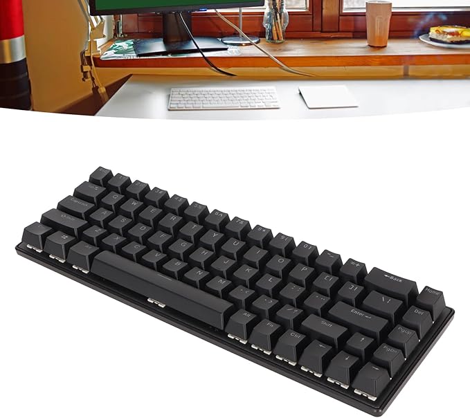 ANGGREK Computer Keyboard Gaming Keyboard Crisp Keystroke N Key Rollover 68 Keys RGB Backlit for Family (Black)