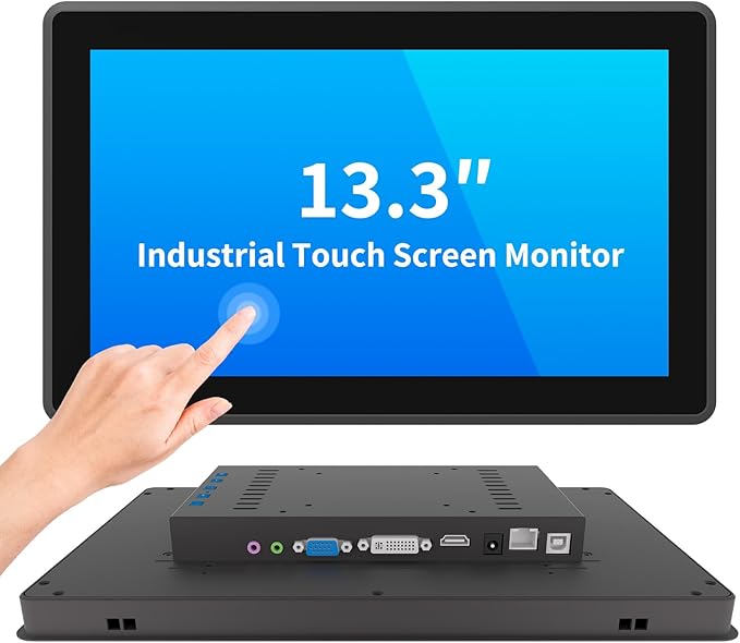 13.3 Inch Industrial Touch Screen Monitor 10 Points Touch Ratio 16:9 Capacitive PCAP Display 1920 x 1080R Active Matrix TFT LCD LED Backlight VGA DVI HD-MI Ports
