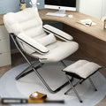 YCKEGEW Lazy Chair IndoorLounge Chair Living RoomFolding Armcharir with Footrests and PillowUpholstered Recliner SleeperReading Gaming Chair (Color : Beige)