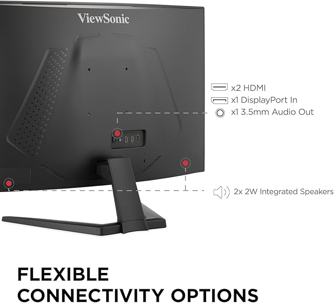 ViewSonic VX3228C-2K 32 Inch 1440p Curved Gaming Monitor with 1ms 180Hz FreeSync Eye Care HDMI and DisplayPort Inputs