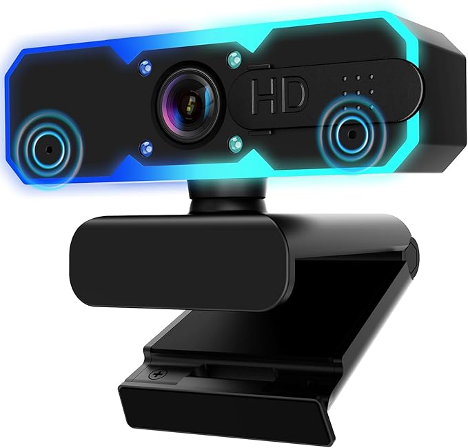 NBPOWER 1080P 60FPS Streaming Camera Webcam with Microphone and Fill RGB LightAutofocusWork with Laptop/Desktop Computer/Winsdows/Mac OS/PC Computer for Camera