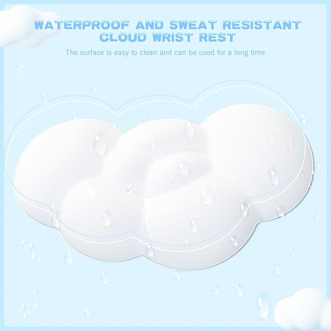 ATTACK SHARK 4 in1 Cloud Mouse PadKeyboard Wrist RestMouse Wrist Rest Supportand Leather Coaster Set with Office Desk MatNon-Slip PU Desk Pad Memory Foam Ergonomic Pain Relief for Office and Home