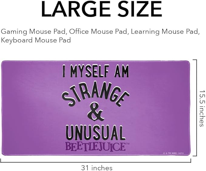 Beetlejuice Strange and Unusual Large Gaming Mouse Pad Desk Mat with Stitched Edges Non-Slip Base for Gamer Home and Office 31.5 x 15.7