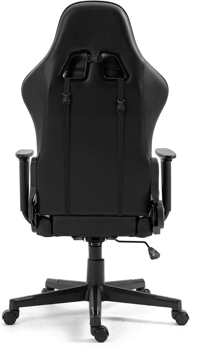 DIKEP Gaming Chair Computer Office High Back Leather Gamer Chair Ergonomic Adjustable Racing Chair with Headrest and Lumbar SupportBlack