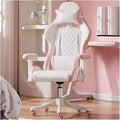 Adjustable Office Computer Chair with Armrest Chairs Pink Gaming Chair Girls Home Office Comfortable Game Swivel Gamer Computer(White)
