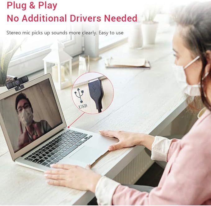 NexiGo N930P (Gen 2) 1080P Autofocus Webcam with Software Microphone &amp Privacy Cover HD USB Web Camera for Zoom YouTube Skype FaceTime PC Mac Laptop Desktop