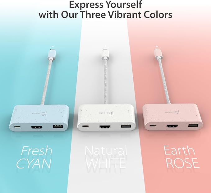 j5create USB-C to HDMI &amp USB Type-A with Power Delivery(Eco-Friendly) with 4K HDMI USB-A 5Gbps PD 100W Charging | Compatible with MacBook ProChromebookHP Samsung and more Type-C Devices(JCA37