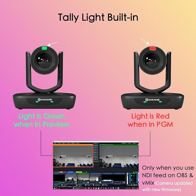 AVKANS AI Auto Tracking NDI 6 Camera 20X Live Streaming HDMI SDI USB3.0 Live Streaming PTZ Camera for Church Worship and Event Budget Facebook YouTube Livestream Camera (NDI HX2 &amp NDI HX3)