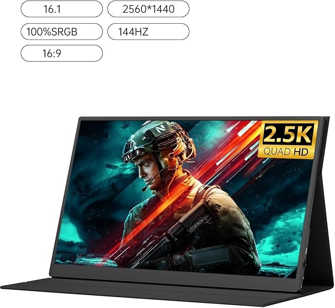 Second Screen 16.1-inch 2560 X 1440 Resolution 400nit 144hz Refresh Rate Office Entertainment External Screen IPS Extended Gaming