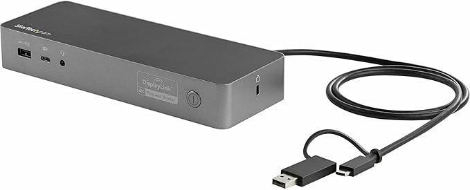 StarTech.com Universal Laptop Docking Station Hybrid USB-C/USB-A Dock Dual 4K DP/HDMI 100W PD Mac/Windows/Chrome OS NIC