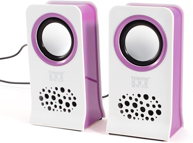 White Purple MP4 PC Computer Volume Control USB 2.0 Desktop Mini Speaker Pair