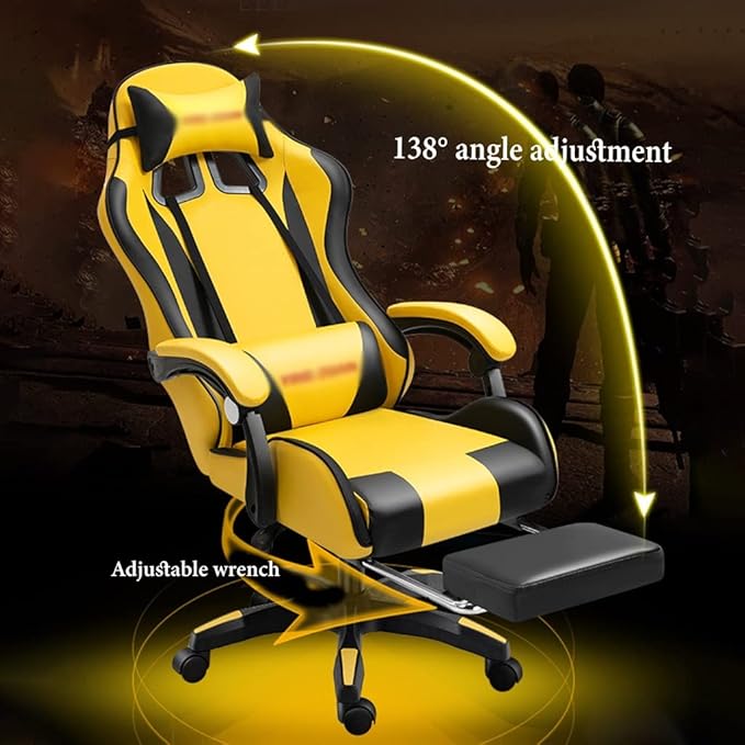 GIZNXBA Gaming Chair with Footrest Ergonomic Computer Chair Gaming Lumbar Support Backrest and Seat Height Adjustable Swivel Recliner Racing Office Chair Video Game Chair (Color : /Red)