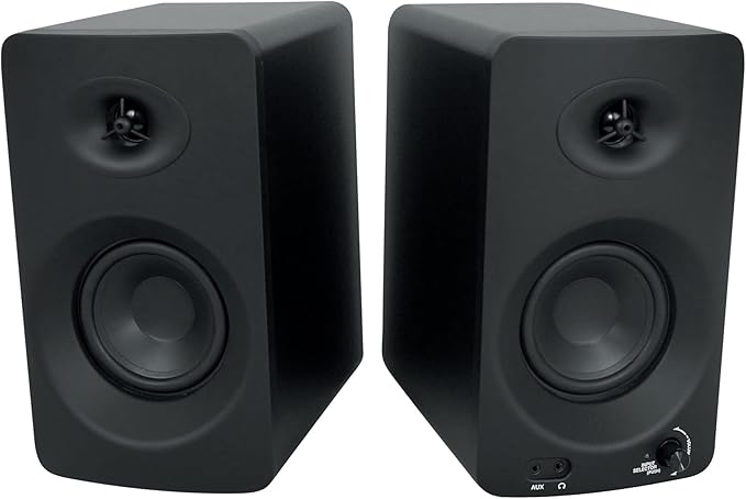 Rockville ASM4 Powered Studio Monitor Speaker Pair 4 2-Way 200W Black Bluetooth Optical Input Perfect for Studio Monitoring Computer Speakers