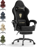 Huracan Velvet Fabric Racing Gaming Chair for Adults - Ergonomic Gamer Chair with Massage Lumbar Footrest &amp Spring Cushion | Home Office/Video Game Chair Black
