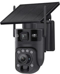 4K 60X Optical Zoom 4G Solar Camera Dual Screen Outdoor WiFi PTZ PIR Detection Human Auto Tracking CCTV Cameras(Black 60X WiFi CAM)