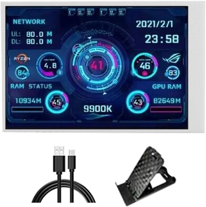 3.5Inch Type C Portable Secondary Display Dynamic Wide Viewing Small Monitor for Multifunction