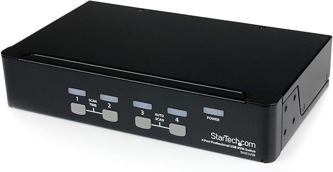 StarTech.com 4 Port Professional VGA USB KVM Switch with Hub - 1U Rack-mountable KVM Switch  TAA (SV431USB)