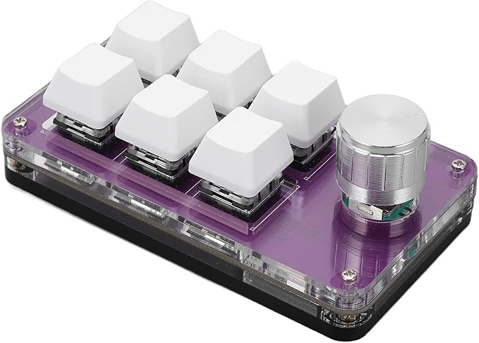 6 Fully Programmable One Handed Mechanical KeyboardType C USB Wired Numeric Keypad Mini Keypad with Knob 6 Key Mini Mechanical Gaming Keyboard Custom Knob KeyPad for Windows Linux