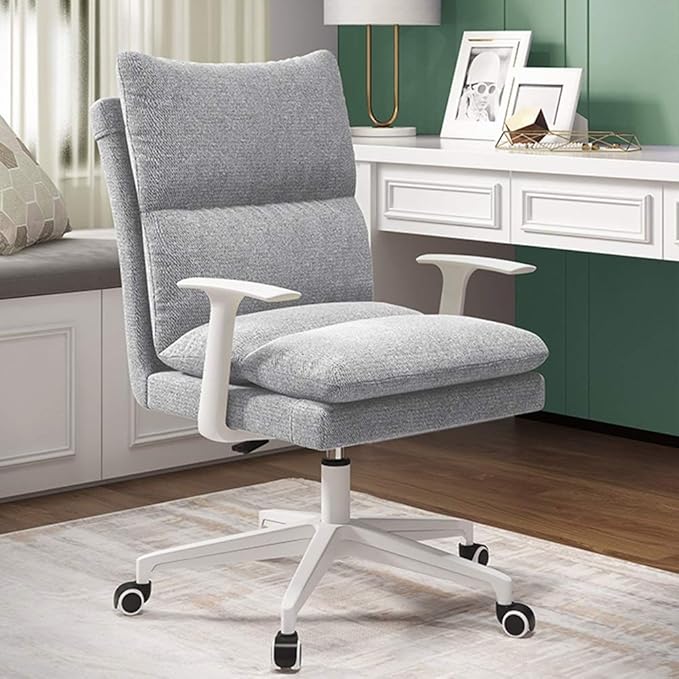 Katzowen Office Computer ChairHome Leisure Computer Chair Comfortable backrest Removable Soft Bag and armrest Gaming Chair Not tiltable Heavy Nylon feet Load-Bearing 120kg (Color : Gray)