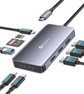 Reborn Docking Station Dual Monitor Adapter Laptop Docking Station 3 Monitors Triple Display USBC Hub Dongle to 4K60Hz HDMI+DP1Gbps Ethernet100W PDUSB C DataCard Readerfor DellHPLenovoSurface