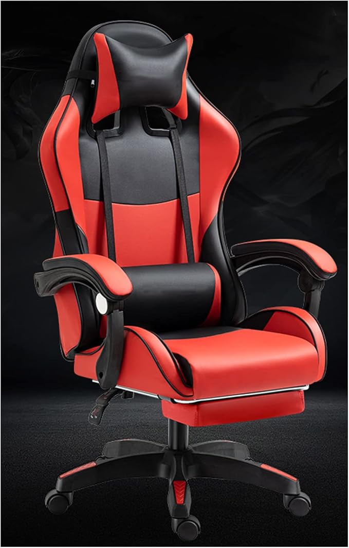 Gaming Chair Computer Chair Office Gaming Chairs for Adults Gamer Chair Racer Gaming Chair Leather Recliner w/Lumbar Support red