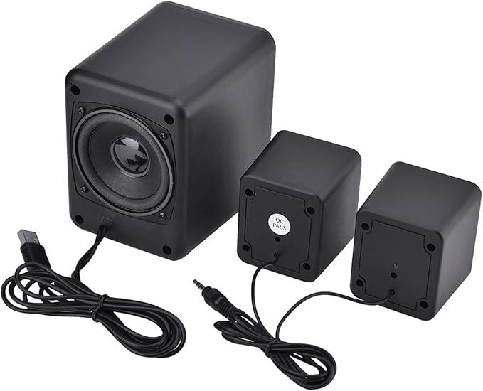 Surround Computer Speakers Mini Multimedia Speaker System with USB Wired Bass Stereo Music Player for Music Movies Gaming for PCs Laptops DVDs TVs Tablets Black