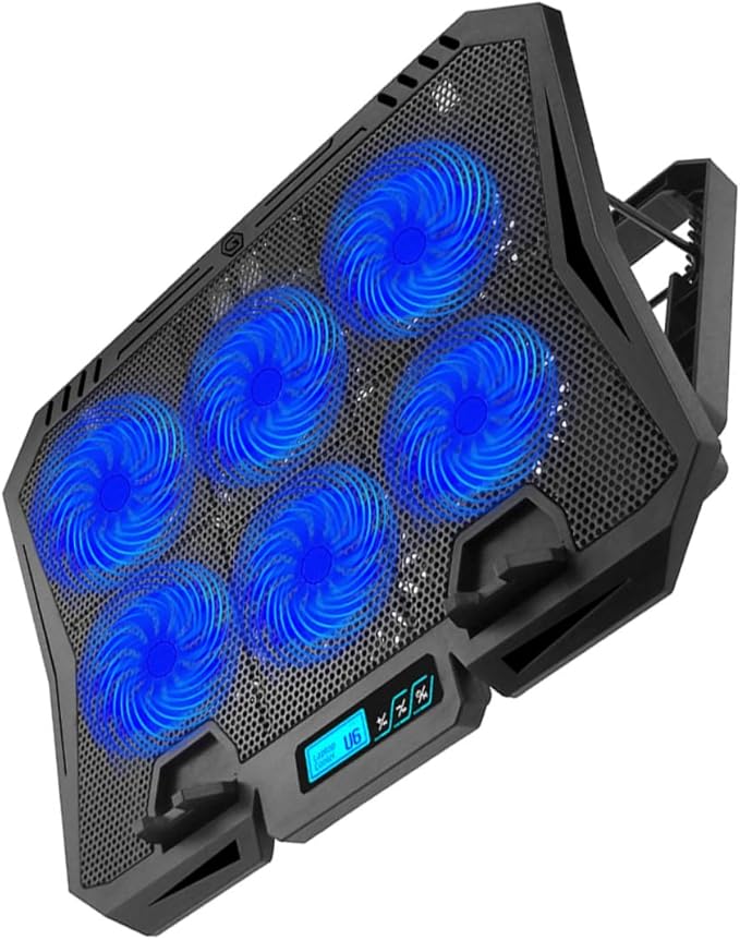 Uonlytech Laptop Cooling Pad 15.6-inch Silent Fan Cooler Stand with Adjustable Speed and Blue LED Light for Laptops PC Cooling Base Compatible with Notebooks and Gaming Computers