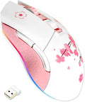 DAREU Sakura Pink Wireless Wired Gaming Mouse Dual-Mode Rechargeable 6 Programmable Buttons10K DPIRGB and 7 Adjustable DPI Levels up to [150IPS] [1000Hz Polling Rate] for PC Notebook Mac