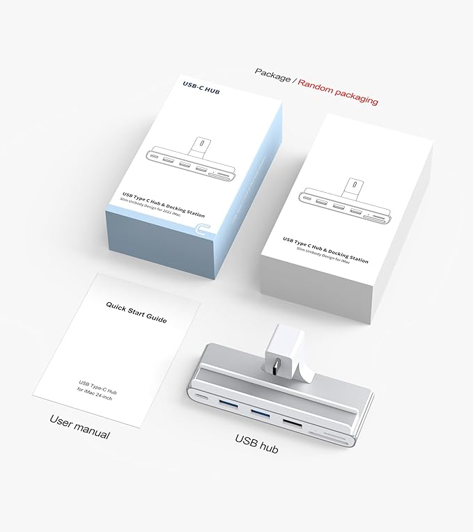 7-in-1 USB C Hub for iMac M1/M3/M4 - USB 3.0 5Gbps SD/TF Card Reader Docking Station for iMac 24 inch (M1/M3/M4)