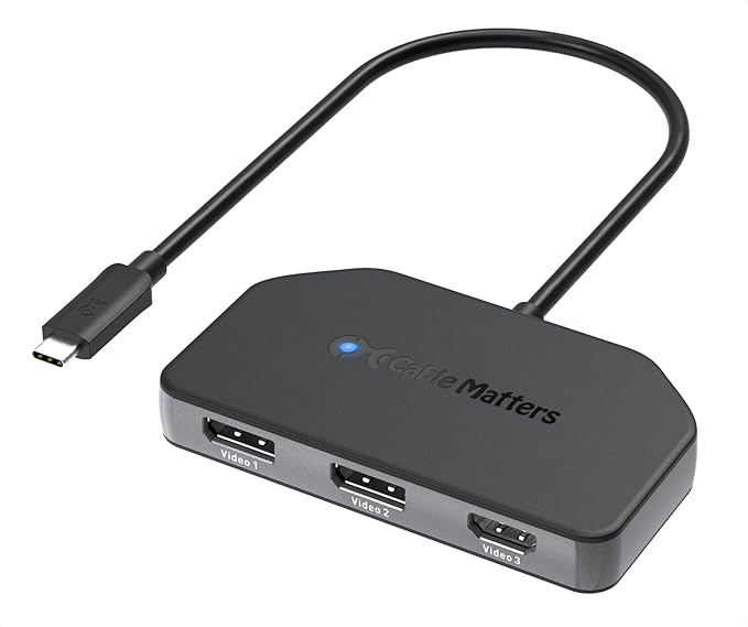 Cable Matters 4K@60Hz Triple Display USB C MST Hub (2X DisplayPort 1.4 1x HDMI 2.0) with 100W Charging for Windows - Not Compatible with macOS